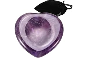 Yeesabella Amethyst Crystal Thumb Worry Stone Heart Shape Healing Crystals Gifts for Women Beginner Anxiety Healing Crystals Stress Relief Polished Pocket Palm Stone for Meditation Reiki Healing