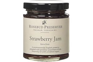 Rosebud Preserves Extra Fruit Strawberry Jam - Plump Luscious Fruit Made with a High Fruit Content Extra Fruit No Unrefined Sugar or Preservatives Gluten-Free Vegetarian & Vegan - 227g Jar