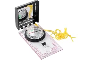 Aigid Brújula de navegación, brújula multifuncional con regla de mapeo y kit de emergencia de espejo para actividades al aire libre, senderismo