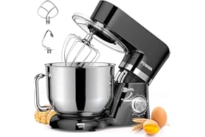 Batidora Amasadora, POWWA Amasadora de Pan Repostería 1500W, 6 Velocidades con Pulso, Potente y Bajo Ruido, Robot de Cocina Amasador Multifuncional, Bol de Acero Inoxidable 5.5 L Capacidad