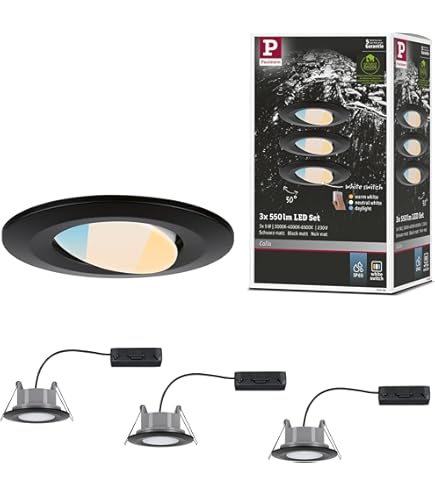 Paulmann 94471 Nova LED inbouwlamp Coin 3 stuks rond zwenkbaar 3x6,5W warmwit inbouwspot zwart mat spot alu inbouwlamp 2700 K