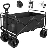 Collapsible Foldable Wagon,Beach Wagon with Big Wheels for Sand