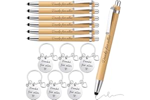 taonganui Pack of 6 Thank You Ballpoint Pens and 6 Key Rings Thank You Gifts Ballpoint Pen with Saying Thank You for Everything Small Gifts for Educator Colleagues Teachers Employees