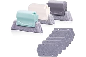 SINZAU 3 brosses de Nettoyage à Fentes et 6 tampons de Rechange, brosses de Nettoyage pour Nettoyer Tous Les Coins des fenêtres et des Portes, Gris, Vert, Blanc cassé