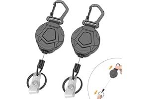 ‎SURFOU SURFOU Key Fob Extendable Steel Cable Carabiner Sturdy Two Lanyard Retractable Key Band with Drawstring Key Ring Extendable Yo-yo Strong Retractable Keychain Long for Children