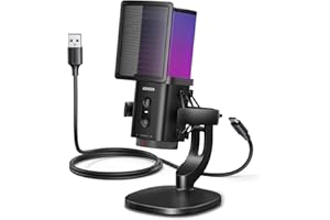 UGREEN RGB USB Gaming Microphone – 96kHz/24bit, DSP Noise-Reduction, Real-Time Monitoring & Gain Knob – Plug & Play USB Mic for Streaming, Podcast, VoiceOver, Recording, PC Gaming, PS5