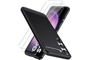 Natbok Etui na telefon Samsung Galaxy S23 z 2 sztukami folii ze szkła pancernego, stylowe wzornictwo z włókna węglowego, cienkie, miękkie tworzywo TPU, odporne na zarysowania, antypoślizgowe, odporne na uderzenia etui ochronne do Galaxy S23