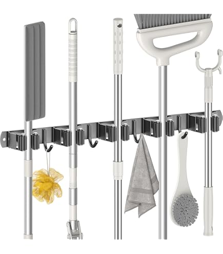 Porta Scope Da Parete Cheerhom - 5 Supporti E 4 Ganci, Nero, Per Cucina E Garage - Foto 2