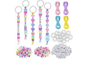 aiyraa 566 Pcs Letter Beads for Keyring Making, Colorful Keyring Making Kit for Backpack, Bag, Phone Charms Making, DIY Keychain Craft Set with Letter Beads to Make Your Own Keyrings