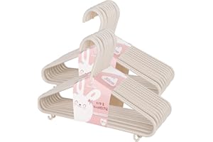 SWEELOV Wieszak na ubrania dla dzieci, 20 sztuk, khaki, pogrubienie, antypoślizgowy, z tworzywa sztucznego, ze stojakiem na spodnie, trwały, 7 mm, wieszak na ubrania dla niemowląt, do szafy na ubrania, szafy