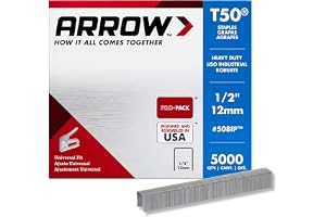 Arrow 508IP Kraftiga T50-häftklamrar, 12,7 mm, för klädsel, konstruktion, möbler, hantverk, 5 000-pack