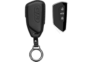 kwmobile Premium Leder Autoschlüssel Schutzhülle kompatibel mit VW Golf 8 3-Tasten Autoschlüssel Hülle - Schlüssel Tasche - Schwarz