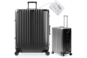 LETTOO Hartschalenkoffer groß | Reisekoffer mit Rollen - Extrem Stabiler Trolley Koffer mit Laptoptaschen-Befestigung [WASSERGESCHÜTZT] Eckenschutz (schwarz, Trolley Koffer 29)