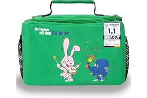 GRINSEZWERGE Tasche für Toniebox Die Sendung mit dem Elefanten Design I Aufbewahrung für Tonies, Edurino Figuren & Zubehör I Kinder Musikbox Tasche stoßfest I