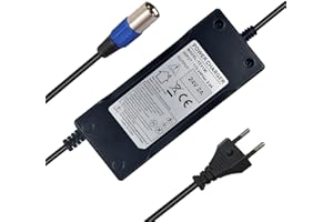 YZPOWER Cargador de batería de 24 V 2 A para scooter eléctrico, bicicleta eléctrica, silla de ruedas, con conector XLR de 3 pines