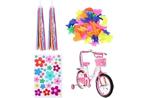 Bomiclss Kids Bike Streamers Bike Spoke Beads Bike Flowers Stickers Set, Kids Bike Accessories for Scooter's tricycle's bike's Handlebars, Colorful Ribbons Tassel for Girls Bike Decorations