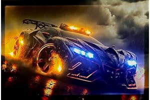 ‎SAMARKAND - LIGHTS Samarkand - Lights LED-Bild mit Beleuchtung LED- Bilder Leinwandbild 65 x 45 cm Leuchtbild FANTASY CAR/FIRE