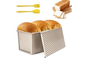 PRZRAO Moule Pain de Mie 450 g Moule a Brioche 21 x 12 x 11, 5 cm Moule à Pain Grillé en Or Moule à Pain de Mie Antiadhésif Idéal pour Cuisson Grillades