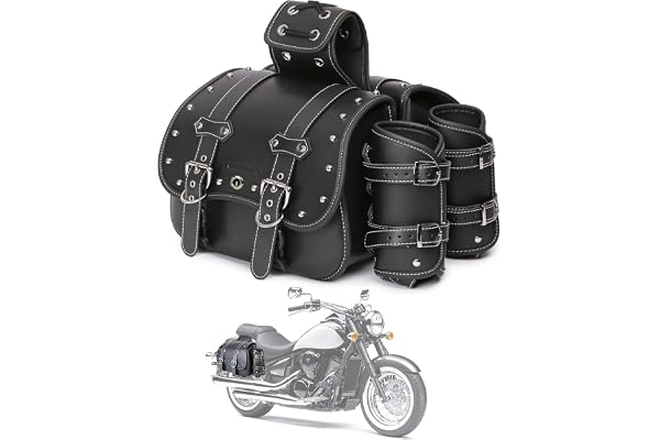QJBOMTO Sacs de Selle de Moto en Cuir Haute densité avec Porte-gobelet,imperméable Harley Sportster,Sac à Outils latéral,Sac de Rangement pour Moto,Universel,1paire,M,Noir