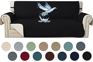 YSTELLAA Trapuntato Copridivano 3 Posti Con Braccioli, Copridivano Antigraffio Gatto Cani, Copridivano Impermeabile, Universale Copri Divano Estivo, Fodere Copridivani Antimacchia, Nero
