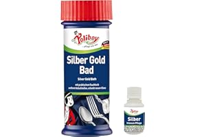 ‎POLIBOY ... PFLEGT WIE NEU POLIBOY Silber Gold Bad - Tauchbad zur Glanzauffrischung – Entfernt dunkle Anlaufstellen und schenkt Schmuck neuen Glanz - 1 x 375 ml – inkl. Produktprobe - Made in Germany