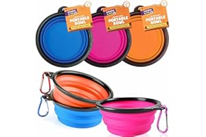 LETT Cooper & Pals 3Pcs Collapsible Dog Bowl Portable Silicone Dog Water Bowl Pet Food Feeding Space Save Travel Bowl with Carabiner Carry Hook Small 350ml (12fl oz) (3pcs x Three colours (1 per colour))