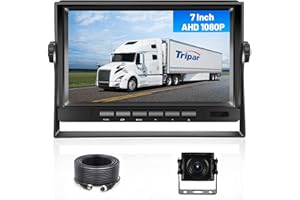 Hikity Kit de Cámara de Marcha Atrás AHD y Monitor LCD de 7 '' Cámara de Visión Trasera con 1080P IP69 Ayuda de Estacionamiento de Visión Nocturna IR con Cable de 15 m para Automóvil, Camión, RV, etc