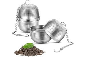 HAMITOR Teesieb Teeei Edelstahl Teefilter Tasse: 2er Fein Tee Ei Sieb Siebkugel fuer Kanne - Lustig Tea Filt Kugel Gewürzsieb Gewurzkugel Dauerfilt Siebeinsatz Teefilterhalt Teehalter Gewürzei für Teekannen2