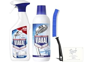 GIA ONLINE STORE Limescale Remover Spray & Refill Set – Includes Classic 500ml Limescale Cleaner Spray + 500ml Limescale Remover Refill paired with Crevice Brush – Ideal for Toilet, Shower, Kitchen Surfaces