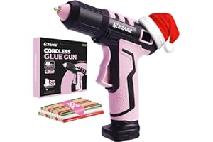 EZARC Cordless Hot Glue Gun, 15s Heating Fast Glue Gun Kit with 30 Pcs Mini Glue Gun Sticks, Automatic-Safety-Power-Off, Built-in 2500 mAh Lithium-ion for Art, Crafts, Decorations, Home Repairs