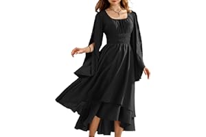SCARLET DARKNESS Women Renaissance Corset Dress Medival High Low Hem Swing Dress