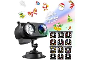 ALED LIGHT Halloween LED Projecteur Noël Exterieur Intérieur, IP67 projecteur étanche éclairage, 15W lumineux effet de vague HD, 12 diapositives 96 images sans flou pour mur de la maison, mur extérieur, arbres