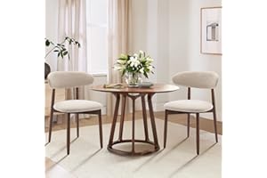 ‎COLAMY COLAMY Küchenstuhl Esszimmerstühle 2er Set, Moderne Polsterstuhl Essstühle mit Fester Rückenlehne, Stoff Esszimmerstühl mit Holzbein für Esszimmer, Küche, Restaurant, Beige