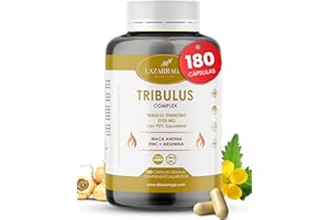 TRIBULUS TERRESTRIS POTENTE 4 EN 1 con Maca Andina + Arginina + Zinc | Vitaminas para el Cansancio para Hombres | Fuerza y Energía | 90% Saponinas | 180 Cápsulas Veganas | 2 Meses | Lazarraga
