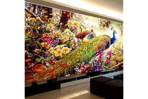 Nicole Knupfer 5D Diamond Painting Rhinestone Pfau Diamant Painting Kit Handwerk Malerei DIY Mosaik Bild Handarbeit Basteln Wohnkultur (80X50cm)
