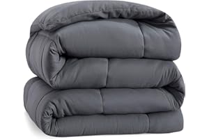 Casa Platino Double Duvet 10.5 Tog – Coverless Duvet with Corner Tabs, Box Stitched Quilt Microfibre Comforter, All Seasons, 200 x 200 cm - Grey