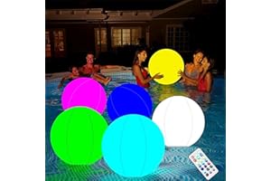 Gusengo Piscina - Pelota Playa Inflable Impermeable con Luz Led | Led Pelota Hinchable Playa 40cm | Pelotas Saltarinas Inflable Luminosa para Adultos Niños con 16 Colores