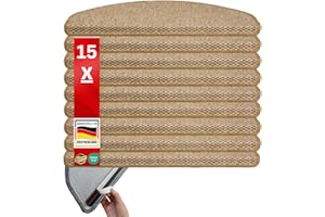 etm Original Stufenmatten Treppen-Teppich 15er Spar Set 20 Farben und 20 Modelle zur Auswahl Natur 65x23,5 cm Kalkuta