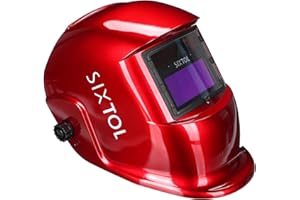 SIXTOL WELDING MASK 2 | Solar Auto Oscurecimiento Casco de Soldadura | Máscara de Soldadura | Función de lijado | Amplia Sombra 4/9-13 Casco de Soldadura para TIG MIG ARC | Rojo