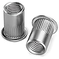 YOOPIN M6 Rivet Nuts, 60PCS Threaded Insert Nutserts, Stainless Steel Rivnut, Sliver Rivet Nut, Flat Head Threaded Rivet Nuts for Metal Sheets, Electrical Appliances and Industrial Products