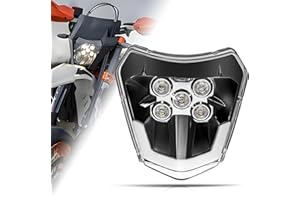 DREAMIZER Faro Delantero para Moto de Cross, Faro LED Universal DOT para Motocicleta para Motocross Enduro Supermoto EXC250 SX250 SXF250 EXC450 SX350 SXF450 EXC525 640LC4