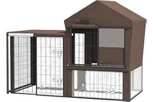 PawHut Rabbit Hutch Cover, Water-Resistant Pets Cage Protector, Breathable Guinea Pig Cage Cover - Brown