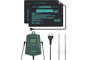 Luxbird Terrarium Heizmatte mit Thermostatregler, 2 Stück Heizmatte, Klebendes Reptil Heizmatten mit Temperaturregelung für Reptilien Schildkröten Schlangen