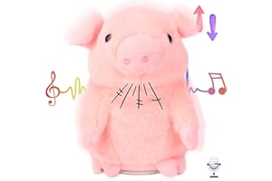 Hopearl Sprechendes Schwein Wiederholt Gesagtes Schweinchen Nickend Elektrisch Interaktiv Animiertes Spielzeug Sprechendes Plüschtier Geschenke für Kleinkinder, Rosa, 16,5 cm