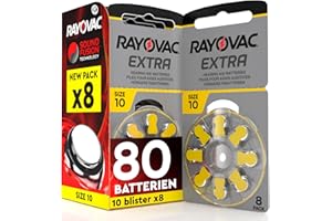 UDIVITA 80 Hörgerätebatterien Rayovac Extra 10. - 10 Blister à 8 Batterien