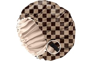 BHAHB Bonnet Satinhaube zum Schlafen, Doppelschichtige Qualität wiederverwendbar elastisch verstellbar satin haarhaube, Niedliches Design für Frauen und Mädchen (O6-Kariert)