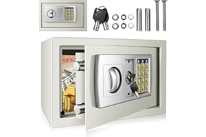 AUTOBABA 8.5L Digital Safe Box, Safe Boxes for Home Use, Cabinet Security safe with 2 Keys, Electronic Digital Steel Safes for Home Office Hotel Business Money Document Jewelry Passport, 31 x 20 x 20 cm, White