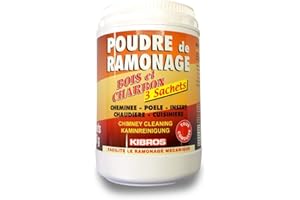 Poudre de ramonage chimique | Pot de 3 sachets de 250 g | Lot de 3 pots | Pour cheminées, chaudières, poêles, cuisinières | Bois et charbon | Kibros 4PC3x3