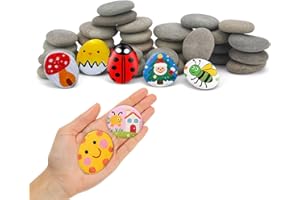 Hisredsun 40 Stück Flache Steine zum Bemalen, 3-5 cm Glatte Kieselsteine, Dekosteine Naturstein,Natürlicher Flussstein für Mandala Bemalen,Zen Garten,Blumentöpfen und Aquarien