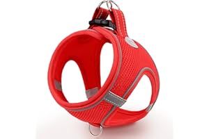 Joytale Arnes Perro, Reflectante Cómodo Transpirable Arnés, Perros Arneses Chaleco para Gato y Cachorros Perro, Rojo, M